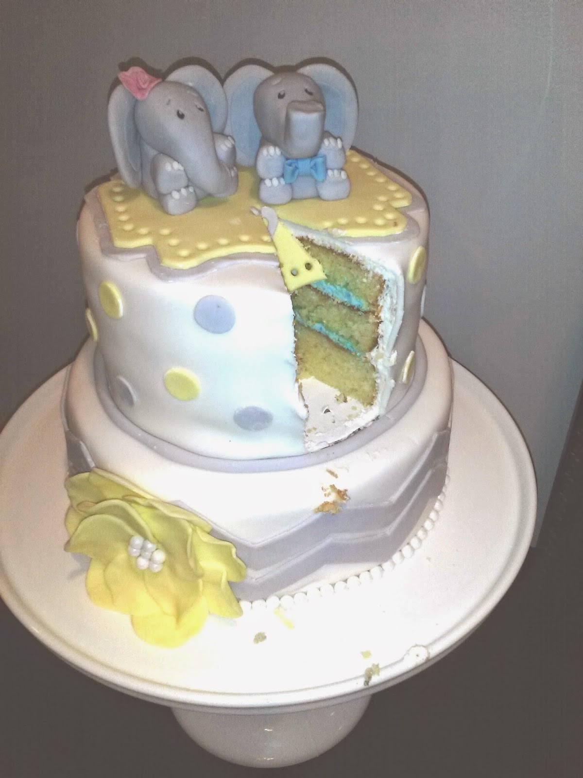 Devanys Designs He or She Gender Reveal Elephants Cake